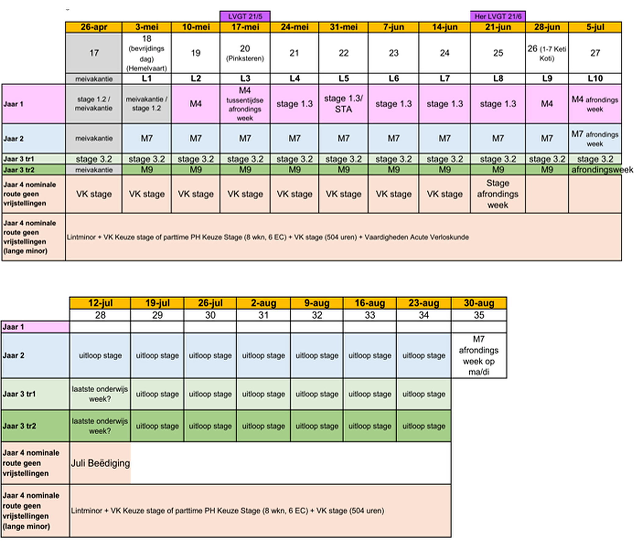 Onderwijsrooster 2026-2027, pagina 2